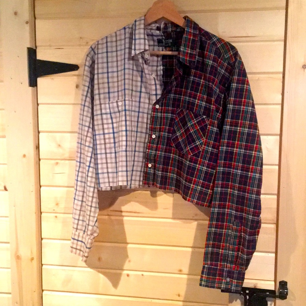 Cropped Half-and-Half Button Up